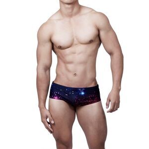 Men's fun disco shiny swim trunks, swimsuit, soft shorts pool party Size L
